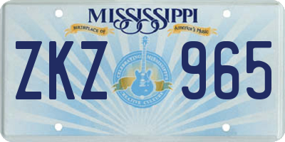 MS license plate ZKZ965