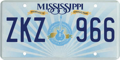MS license plate ZKZ966