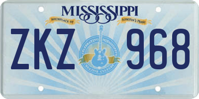 MS license plate ZKZ968
