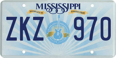 MS license plate ZKZ970