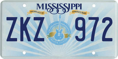 MS license plate ZKZ972
