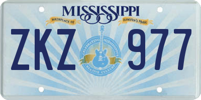 MS license plate ZKZ977