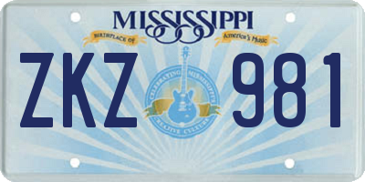 MS license plate ZKZ981