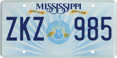 MS license plate ZKZ985
