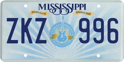 MS license plate ZKZ996