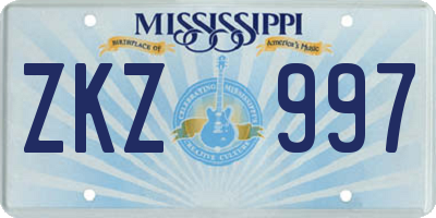 MS license plate ZKZ997