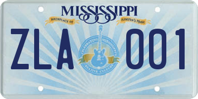 MS license plate ZLA001
