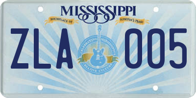 MS license plate ZLA005