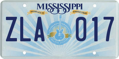 MS license plate ZLA017