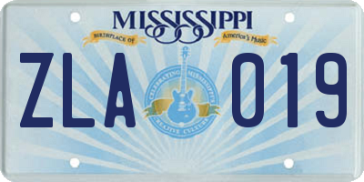 MS license plate ZLA019
