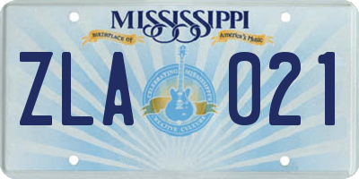 MS license plate ZLA021