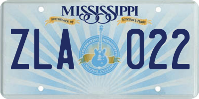 MS license plate ZLA022
