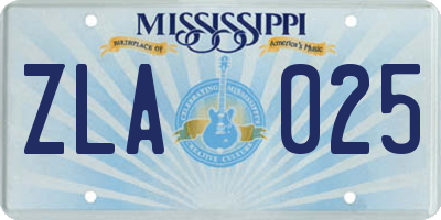 MS license plate ZLA025