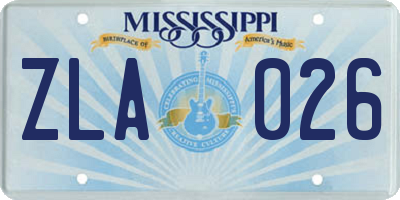 MS license plate ZLA026