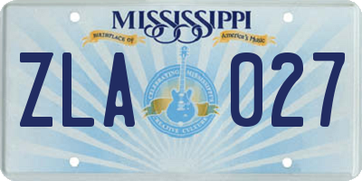MS license plate ZLA027