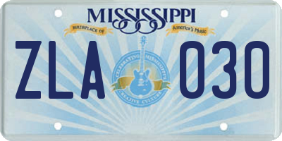 MS license plate ZLA030