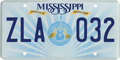 MS license plate ZLA032