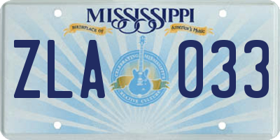 MS license plate ZLA033