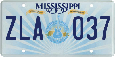 MS license plate ZLA037