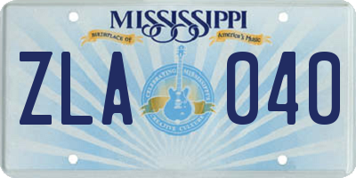 MS license plate ZLA040