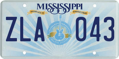MS license plate ZLA043