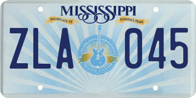 MS license plate ZLA045