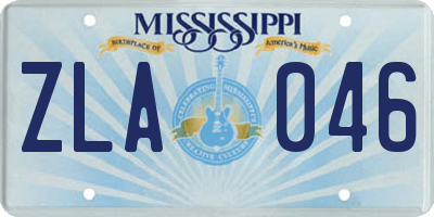 MS license plate ZLA046