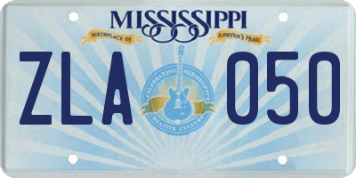 MS license plate ZLA050