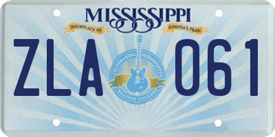 MS license plate ZLA061
