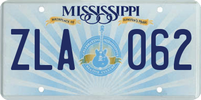 MS license plate ZLA062