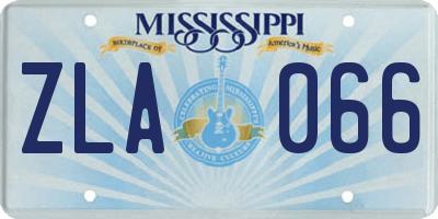MS license plate ZLA066