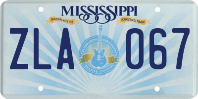 MS license plate ZLA067