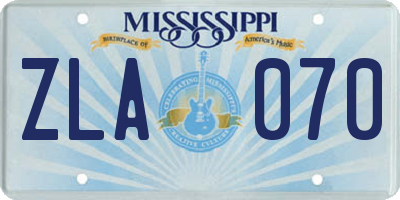 MS license plate ZLA070