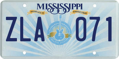 MS license plate ZLA071