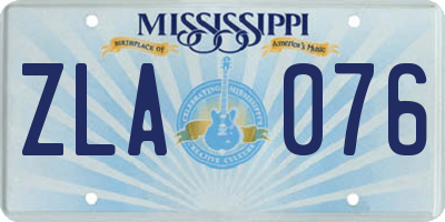 MS license plate ZLA076