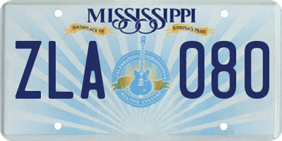 MS license plate ZLA080