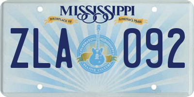MS license plate ZLA092