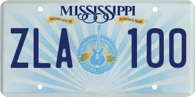 MS license plate ZLA100