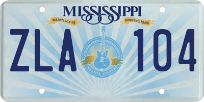 MS license plate ZLA104