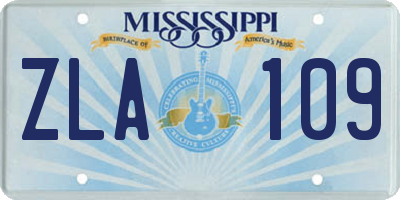 MS license plate ZLA109
