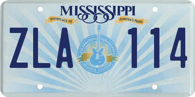 MS license plate ZLA114