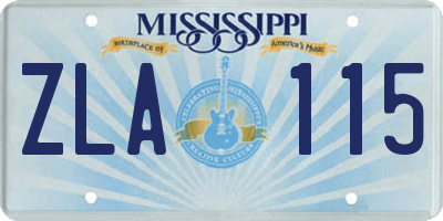 MS license plate ZLA115