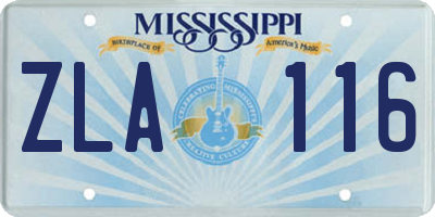 MS license plate ZLA116