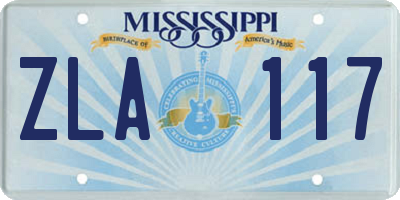 MS license plate ZLA117