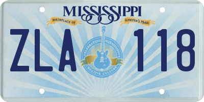MS license plate ZLA118