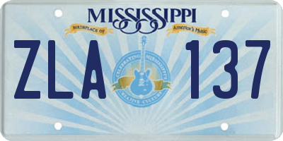 MS license plate ZLA137