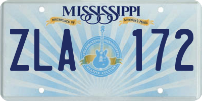 MS license plate ZLA172
