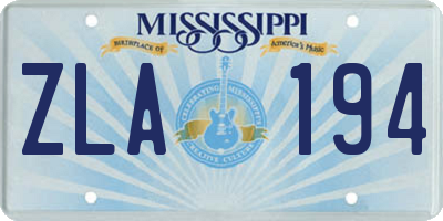 MS license plate ZLA194