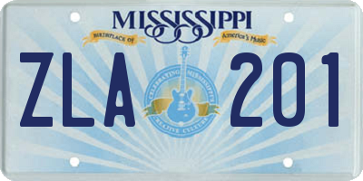 MS license plate ZLA201