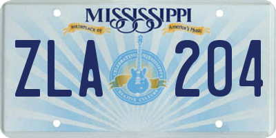 MS license plate ZLA204
